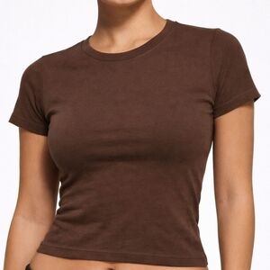 Skims Fits Everybody T Shirt Top Cocoa Brown Small NWT